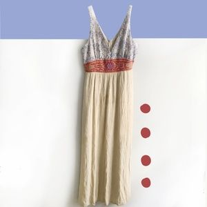 Anthropologie Embroidered Boho Maxi Dress